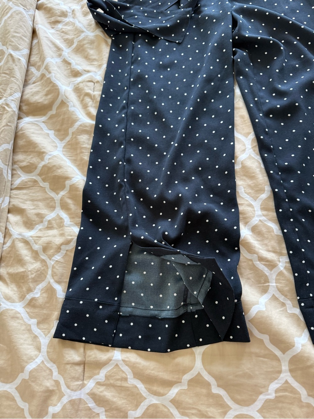 Cynthia Rowley Navy Polka Dot Wide-Leg Pants - Picture 3 of 5